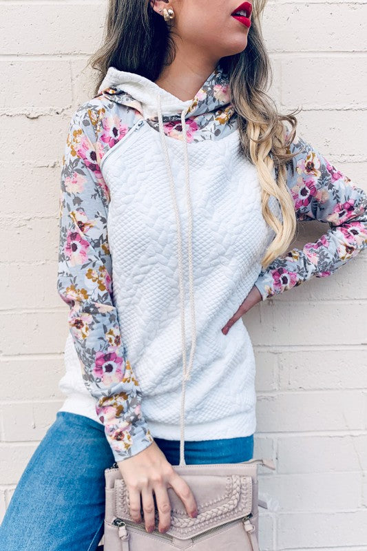 Festive Florals, Quilted Double Hoodie