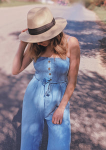 Calla Lily Jumpsuit, Baby Blue