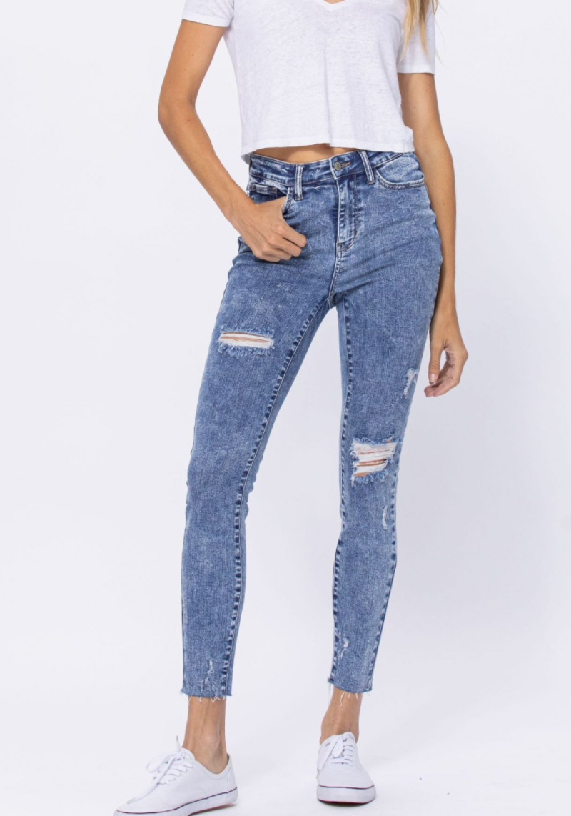 Curvy Sizes 14W - 24W Judy Blue Jeans | Anaheim Acid Wash Skinny Denim