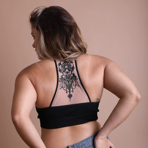 Hidden Hills Henna Mesh Tattoo Bralette, Curvy