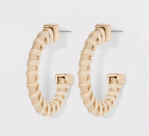 Au Natural Raffia Hoop, Earrings - Two Wild Roses Boutique
